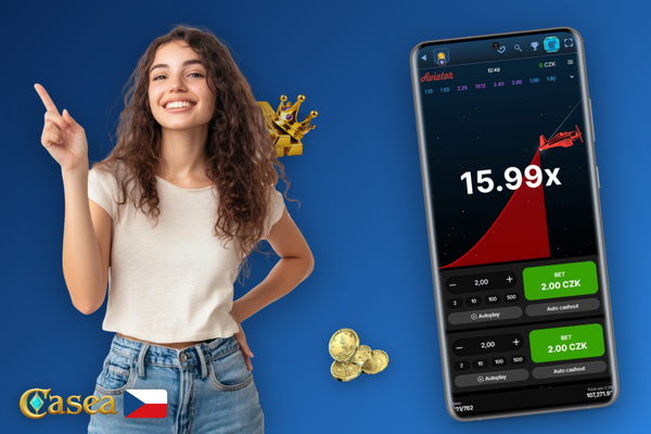 Demo režim Aviator vedle hry o skutečné koruny v Casea Casino na mobilu