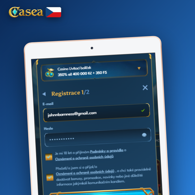 Ikona rychlého přihlášení jedním kliknutím po dokončení registrace v Casea Casino