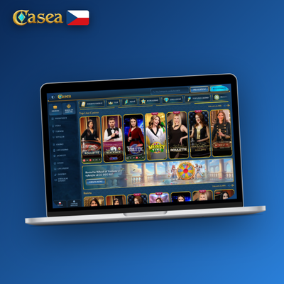 Casea Casino pro počítač i mobil – aplikace v ruce se slotem a tlačítkem spin