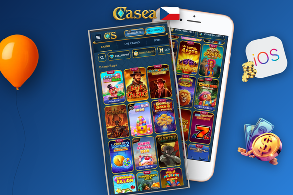 Casea Casino online app s pokladnou a ikonami platebních metod na telefonu