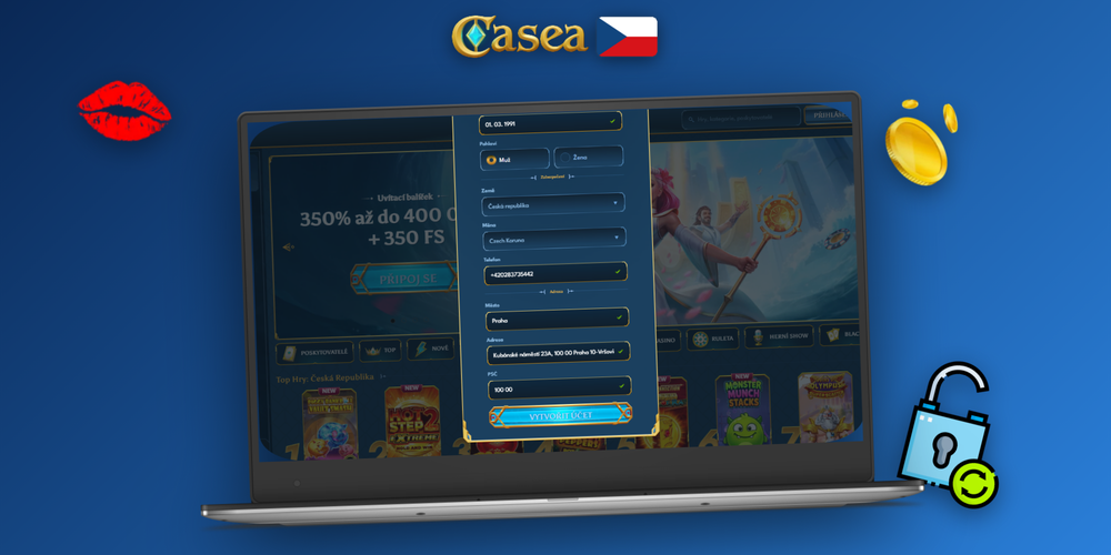 Casea Casino CZ registrace e-mailem nebo telefonním číslem – vyberte si způsob