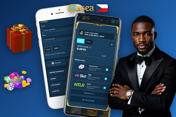 Casea Casino pokladna s výběrem měn CZK, EUR, USD a BTC pro vklad